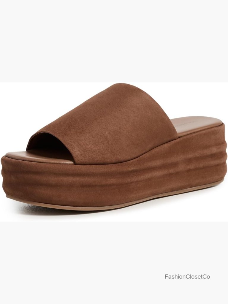 Women's Platform Sandals Suede Slingback Fringe Slides Lightweight